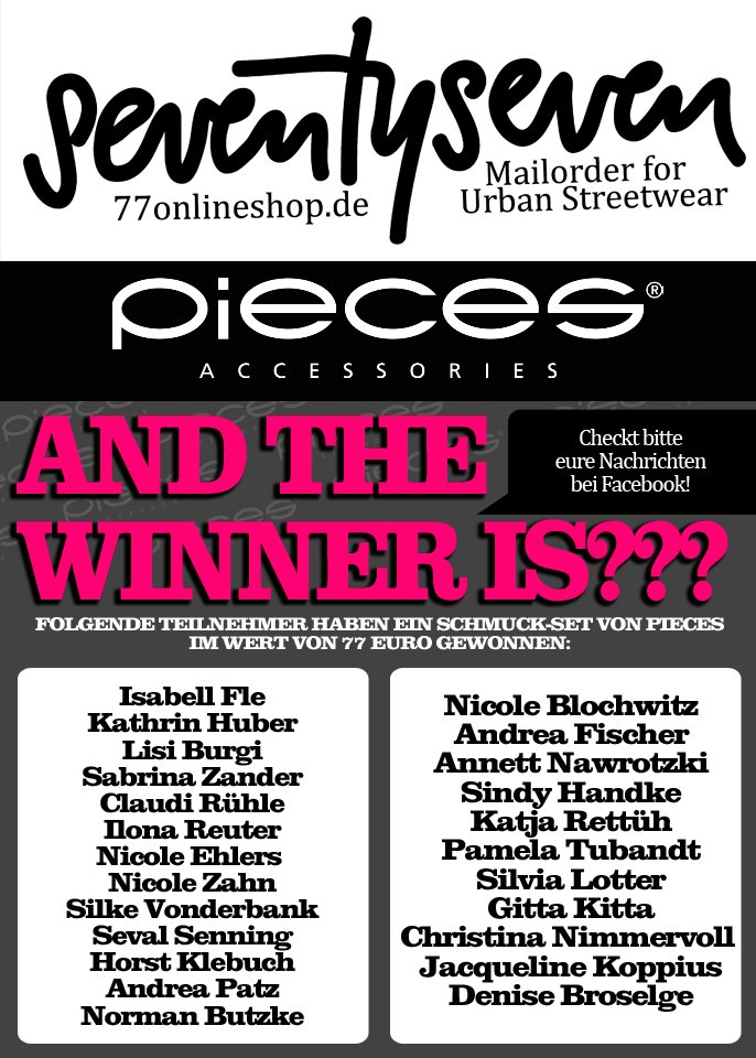 Gewinner Pieces Schmuck Set Facebook Gewinnspiel