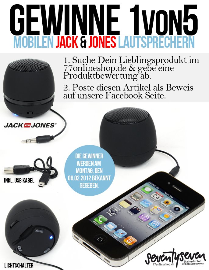 facebook Gewinnspiel Gewinne 1 von 5 Jack & Jones Lautsprechern
